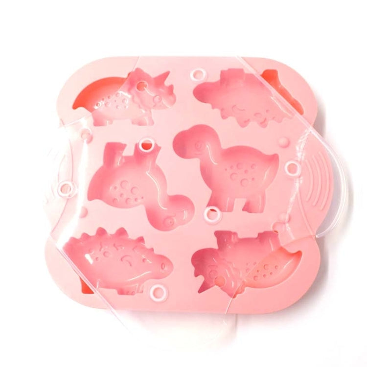 Moule à gâteau en silicone 6 grilles motif dinosaure, moule à complément alimentaire pour bébé, outils de cuisson, rose, vert clair