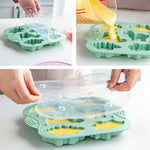 Moule à gâteau en silicone 6 grilles motif dinosaure, moule à complément alimentaire pour bébé, outils de cuisson, rose, vert clair