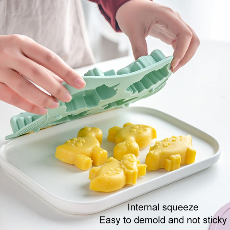 Moule à gâteau en silicone 6 grilles motif dinosaure, moule à complément alimentaire pour bébé, outils de cuisson, rose, vert clair