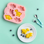 Moule à gâteau en silicone 6 grilles motif dinosaure, moule à complément alimentaire pour bébé, outils de cuisson, rose, vert clair