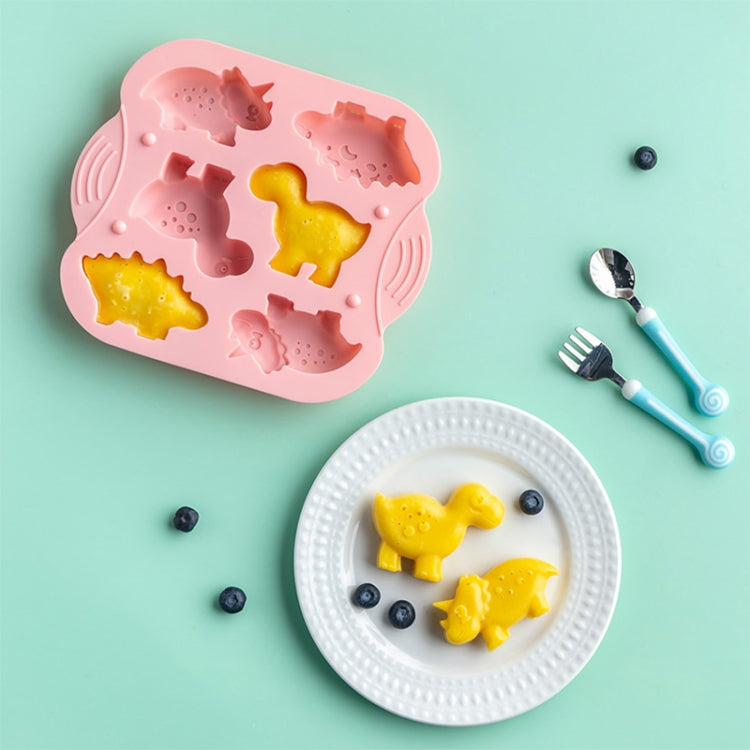 Moule à gâteau en silicone 6 grilles motif dinosaure, moule à complément alimentaire pour bébé, outils de cuisson, rose, vert clair