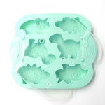 Moule à gâteau en silicone 6 grilles motif dinosaure, moule à complément alimentaire pour bébé, outils de cuisson, rose, vert clair