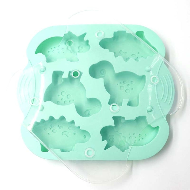 Moule à gâteau en silicone 6 grilles motif dinosaure, moule à complément alimentaire pour bébé, outils de cuisson, rose, vert clair