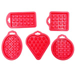 Moule à gaufres en silicone de qualité alimentaire 5 en 1, ensemble de cuisine pour gâteaux, fournitures de pâtisserie, rouge, vert, beige, rose