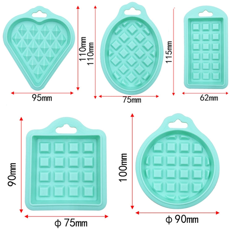 Moule à gaufres en silicone de qualité alimentaire 5 en 1, ensemble de cuisine pour gâteaux, fournitures de pâtisserie, rouge, vert, beige, rose