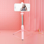 Trépied Bluetooth, perche à selfie, support téléphone portable pour live, noir, blanc, rose