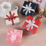 Boîte cadeau à bijoux 10 pièces avec nœud, boîte d'emballage à bijoux carrée en papier, 8x8x4.5cm, 9x9x4cm, 6.2x6.2cm, 8x8x3.5cm