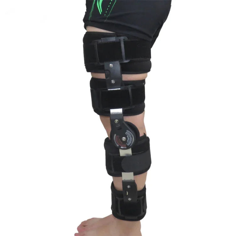 Genouillère de fixation réglable pour la protection des blessures au genou et des fractures (noir), taille unique