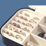 Boîte à Bijoux Double Couche Boucles d'oreilles Bague Portable Boîte à Bijoux en Flanelle