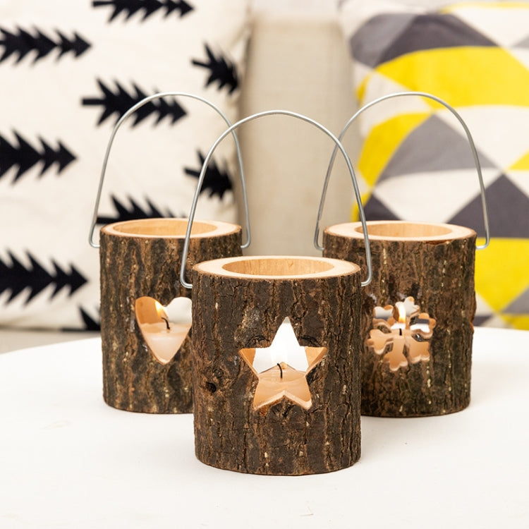 120211 Bougeoir Lampe d'Ambiance de la Saint-Valentin Décoration de Café Décoration de Fête à Domicile Tasse Bougie en Bois Cire de Thé, Flocon de Neige, Pin, Cinq Étoiles, Amour