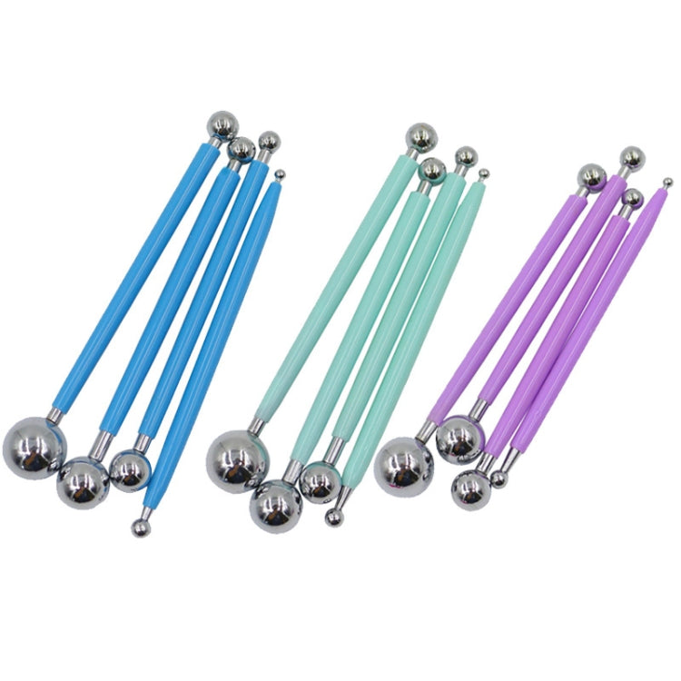 Ensemble d'outils de sculpture en acier inoxydable 4 en 1 pour argile polymère et argile colorée, bleu, vert, violet