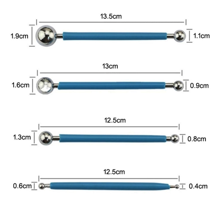 Ensemble d'outils de sculpture en acier inoxydable 4 en 1 pour argile polymère et argile colorée, bleu, vert, violet