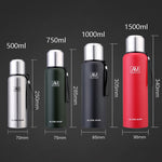 Tasse isotherme en acier inoxydable 304, grande capacité, pour le sport, voyage en extérieur, 500 ml, 750 ml, 1000 ml, 1500 ml