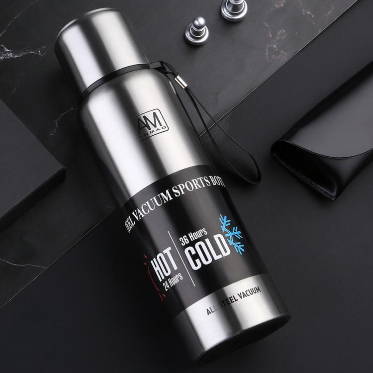Tasse isotherme en acier inoxydable 304, grande capacité, pour le sport, voyage en extérieur, 500 ml, 750 ml, 1000 ml, 1500 ml
