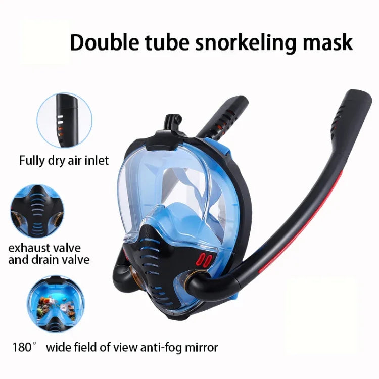 Masque de plongée en apnée double tube en silicone, étanche, pour adultes, tailles S/M et L/XL.