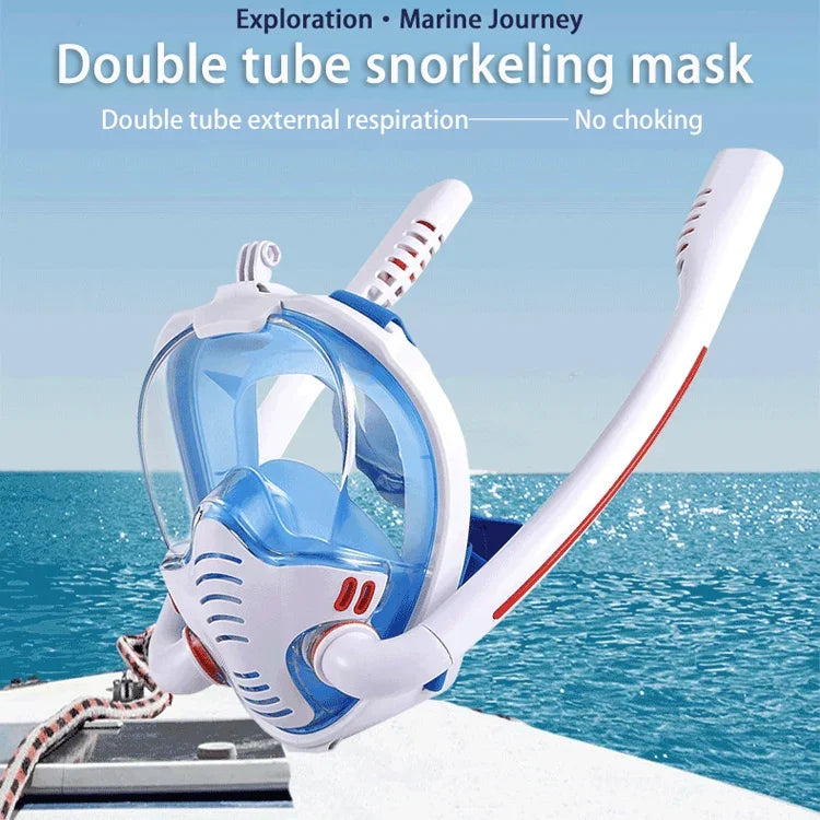 Masque de plongée en apnée double tube en silicone, étanche, pour adultes, tailles S/M et L/XL.