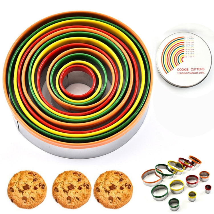 Kit de 12 emporte-pièces en acier inoxydable pour biscuits, emporte-pièces ronds pour fondants, moule à gâteau (12 en 1)