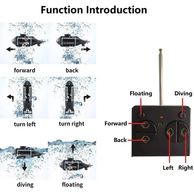 Sous-marin miniature électrique 2,4 GHz à six modes pour enfants, modèle réduit pour garçon jouant dans l'eau, bateau télécommandé, sous-marin nucléaire
