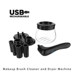 Machine de nettoyage de brosses de maquillage électrique Sèche-brosses de maquillage automatique, rechargeable par USB, Blanc, Noir