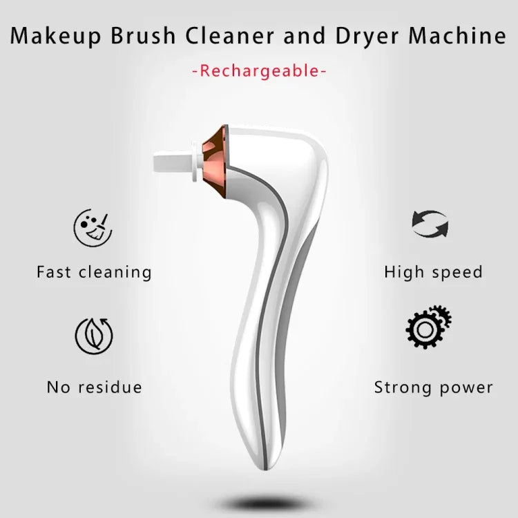 Machine de nettoyage de brosses de maquillage électrique Sèche-brosses de maquillage automatique, rechargeable par USB, Blanc, Noir