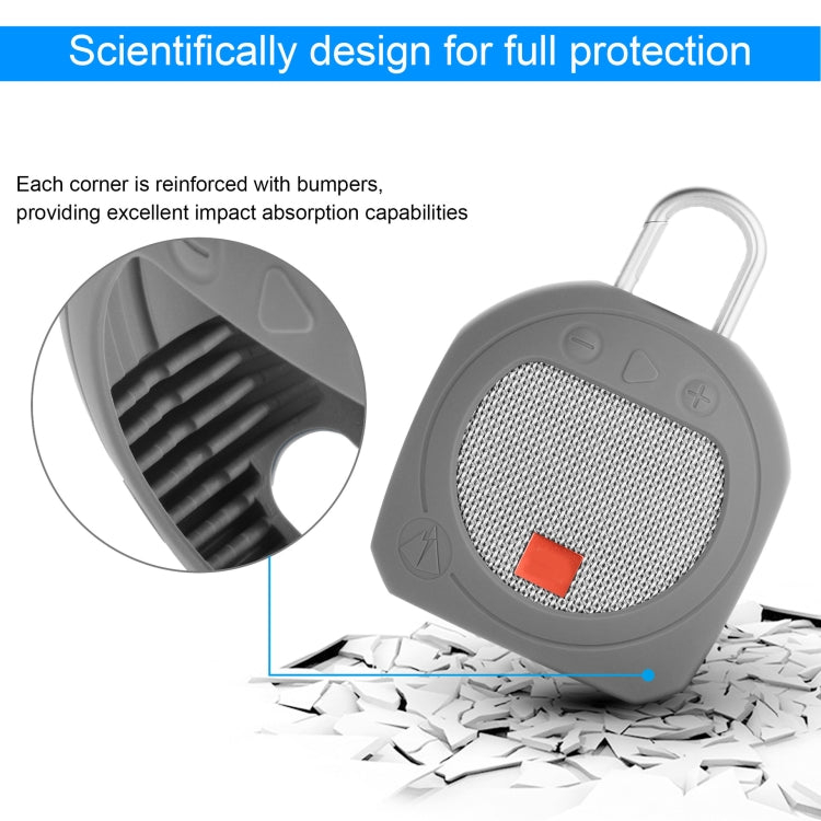 Housse de protection en silicone pour enceinte Bluetooth anti-chute pour JBL Clip 3, Rose, Noir, Gris moyen, Bleu gris foncé, Turquoise