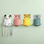 Étagère murale adhésive de salle de bain, support de brosse à dents motif animaux de dessin animé, Panda, Tigre, Koala, Cochonnet