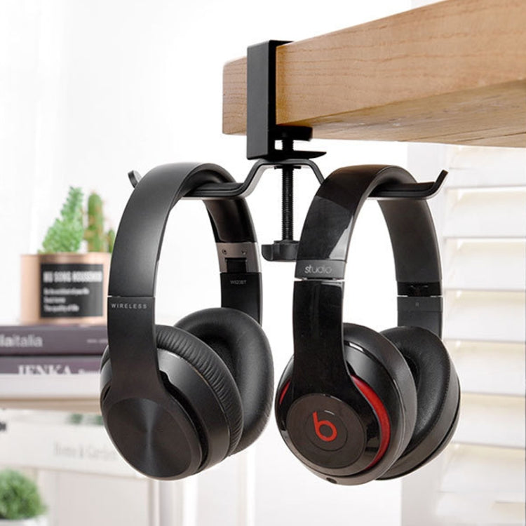 Support double universel pour casque en métal, support de casque, support de bureau avec clip de verrouillage, étagère d'affichage de casque, noir, argent