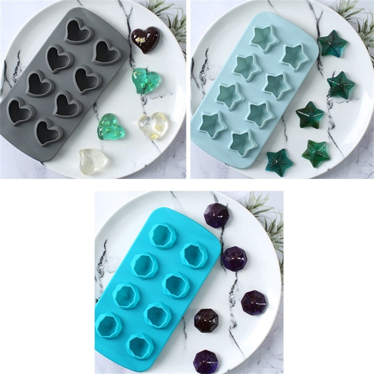 2 moules à glaçons créatifs en silicone, 8 moules continus pour bac à glaçons faits maison, style : Brique (Bleu), Brique (Couleur bonbon), Brique (Gelée), Cœur (Effet bonbon), Cœur (Effet gelée), Étoile à cinq branches (Effet bonbon)
