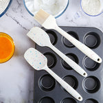 Ensemble d'outils de cuisson pour crêpes 3 en 1, brosse à barbecue à grain de couleur + spatule à beurre + spatule, blanc