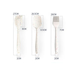 Ensemble d'outils de cuisson pour crêpes 3 en 1, brosse à barbecue à grain de couleur + spatule à beurre + spatule, blanc