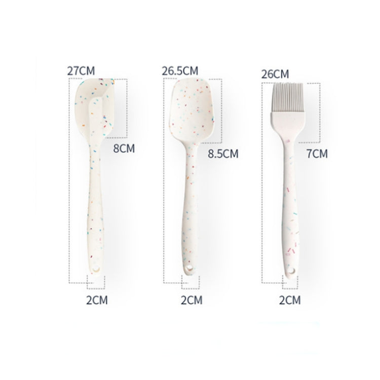 Ensemble d'outils de cuisson pour crêpes 3 en 1, brosse à barbecue à grain de couleur + spatule à beurre + spatule, blanc