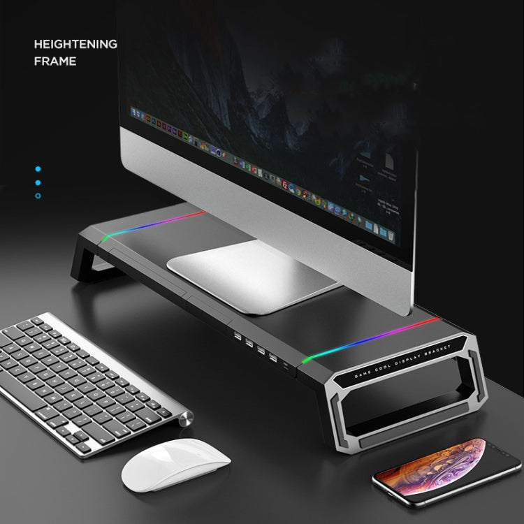 Support d'ordinateur portable pliable ICE COOREL T1 Moniteur surélevé avec éclairage RVB et interface d'extension 4xUSB