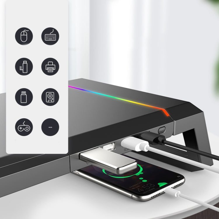 Support d'ordinateur portable pliable ICE COOREL T1 Moniteur surélevé avec éclairage RVB et interface d'extension 4xUSB
