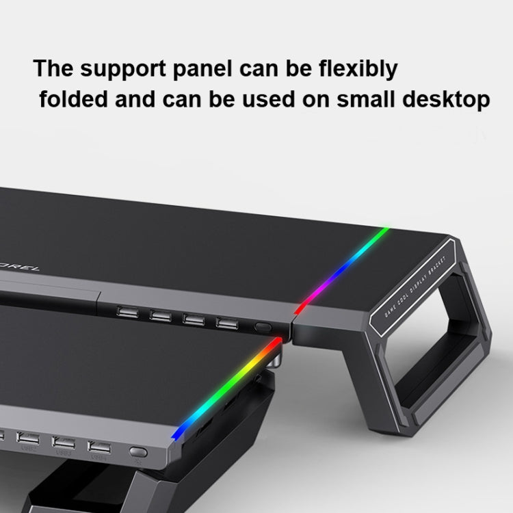 Support d'ordinateur portable pliable ICE COOREL T1 Moniteur surélevé avec éclairage RVB et interface d'extension 4xUSB