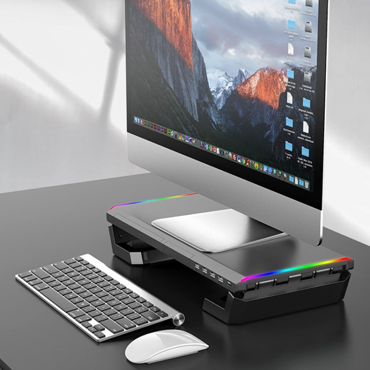 Support d'ordinateur portable pliable ICE COOREL T1 Moniteur surélevé avec éclairage RVB et interface d'extension 4xUSB