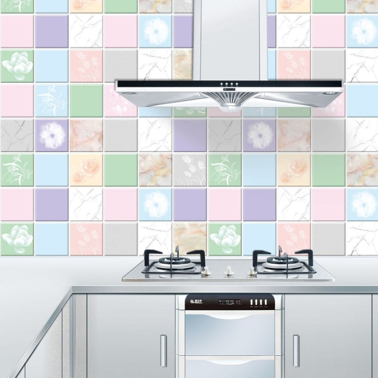 Autocollants muraux anti-fumée pour cuisine, papier peint pour cuisinière, Fleurs en éclosion, Porcelaine bleue et blanche, Vigne violette