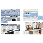 Autocollants muraux anti-fumée pour cuisine, papier peint pour cuisinière, Fleurs en éclosion, Porcelaine bleue et blanche, Vigne violette
