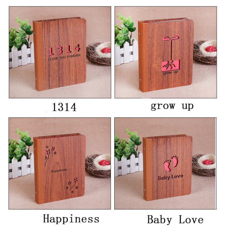 Album photo en bois DIY 32 feuilles 6 pouces Cadeau créatif, 1314, Grandir, Bonheur, Amour Bébé, Amour Pour Toi, L'Histoire du Temps, Toujours, Album Photo, Je t'aime, Je suis en chemin, Faon, Lumière Pickup Ombre du ruisseau