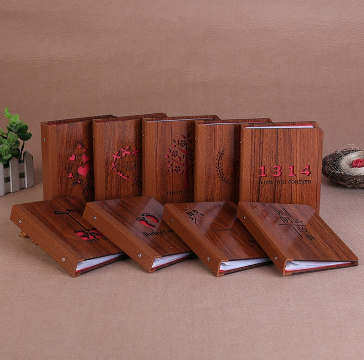 Album photo en bois DIY 32 feuilles 6 pouces Cadeau créatif, 1314, Grandir, Bonheur, Amour Bébé, Amour Pour Toi, L'Histoire du Temps, Toujours, Album Photo, Je t'aime, Je suis en chemin, Faon, Lumière Pickup Ombre du ruisseau