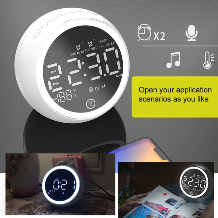 Enceinte Bluetooth multifonctionnelle X10 avec lumière LED de nuit, réveil, support carte TF, AUX et radio FM, prise US, prise EU, prise UK