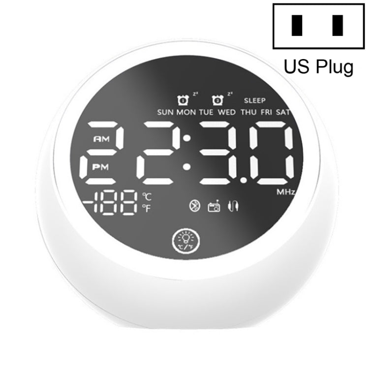 Enceinte Bluetooth multifonctionnelle X10 avec lumière LED de nuit, réveil, support carte TF, AUX et radio FM, prise US, prise EU, prise UK