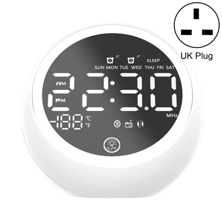 Enceinte Bluetooth multifonctionnelle X10 avec lumière LED de nuit, réveil, support carte TF, AUX et radio FM, prise US, prise EU, prise UK