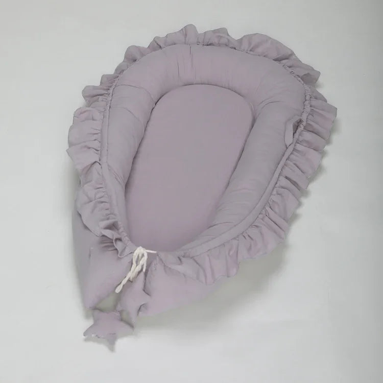 Lit portable bionique en dentelle de coton pour bébé, tapis de lit pour nouveau-né, rose, beige, gris, bleu-vert