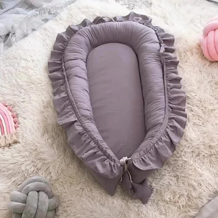 Lit portable bionique en dentelle de coton pour bébé, tapis de lit pour nouveau-né, rose, beige, gris, bleu-vert