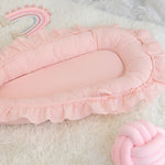 Lit portable bionique en dentelle de coton pour bébé, tapis de lit pour nouveau-né, rose, beige, gris, bleu-vert