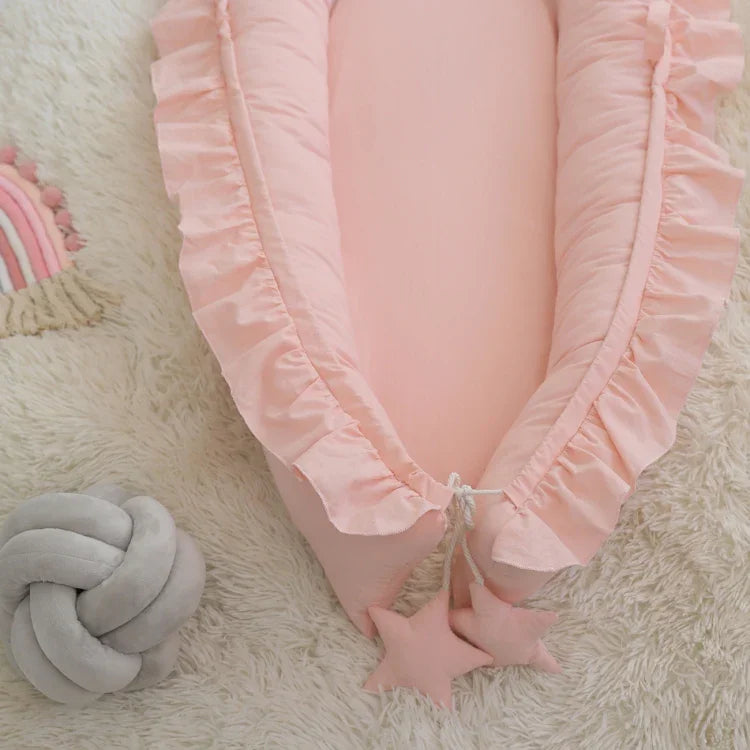 Lit portable bionique en dentelle de coton pour bébé, tapis de lit pour nouveau-né, rose, beige, gris, bleu-vert