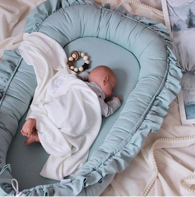 Lit portable bionique en dentelle de coton pour bébé, tapis de lit pour nouveau-né, rose, beige, gris, bleu-vert
