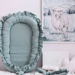 Lit portable bionique en dentelle de coton pour bébé, tapis de lit pour nouveau-né, rose, beige, gris, bleu-vert