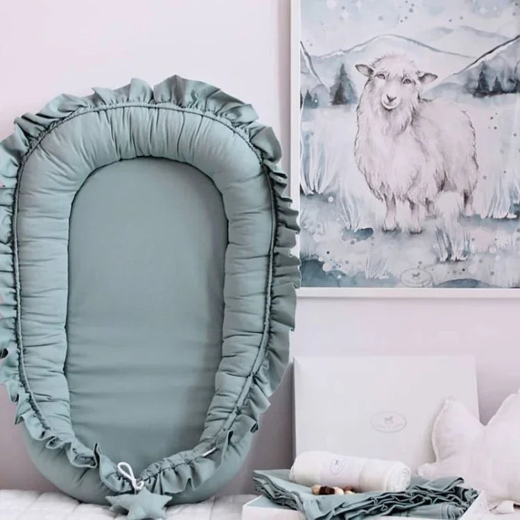 Lit portable bionique en dentelle de coton pour bébé, tapis de lit pour nouveau-né, rose, beige, gris, bleu-vert
