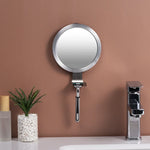 Miroir de Salle de Bain Anti-Buée à Ventouse en Alliage d'Aluminium Avec Crochet Miroir Rond